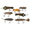 Image 1 : Fishing lures (7), Heddon Luny frogs (2) & mice (1 is flaptail), VG cond, flaptail mouse 4.25"L (bod