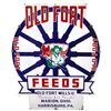 Image 1 : Feed sign, Old Fort Feeds, 4-color porcelain, VG cond w/a few dings & small chips near mounting hole
