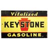 Image 1 : Petroliana sign, Keystone Gasoline-Vitalized, 3-color porcelain w/keystone graphic at center, VG con