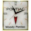 Image 1 : Automobile advertising clock, Pontiac-Woody Pontiac, mfgd by Pam Clock Co., Exc running cond but nee