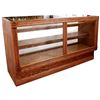 Image 1 : Display case, custom-made oak floor case w/column front, 2 oak shelves, beveled plate glass top, sli
