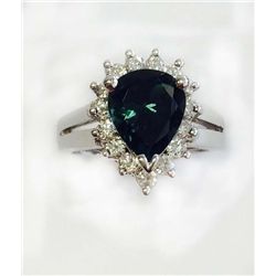 INDICOLITE TOURMALINE 2.90CT,  14K W/G RING 6.77GRAM  DIAMOND RD 0.53CT