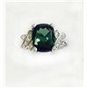 Image 1 : GREEN TOURMALINE 4.29CT, 14K W/G RING 4.38GRAM / DIAMOND RD 0.17CT
