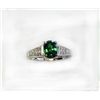 Image 1 : TSAVORITE OVAL 1.04CT, 14K W/G RING 3.95GRAM / DIAMOND RD 0.28CT