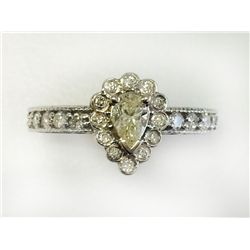 CENTER DIAMOND PEAR 0.35CT,   14K W/G RING 4.26GRAM / DIAMOND RD 0.25CT