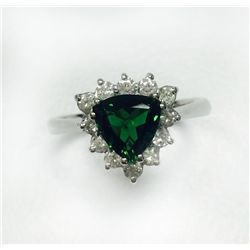 CROME TOURMALINE TRIL 1.19CT, 18K W/G RING 3.52GRAM / DIAMOND RD 0.41CT