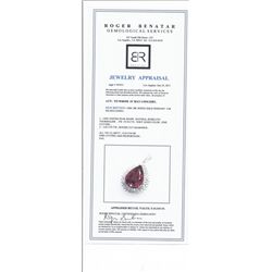 Rubellite 19.54ct w/ Diamond Pendant 18kt White Gold