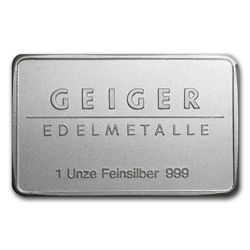 1 oz Geiger Silver Bar .999 Fine