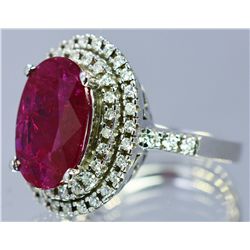 Ruby  4.00 ctw & Diamond Ring 14KW