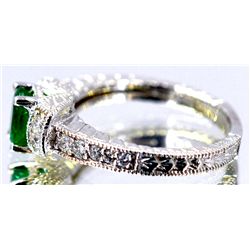 Emerald  1.27 ctw  Diamond Ring 14KW