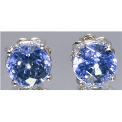 Tanzanite Stud Earrings  3.0 ctw 14KW