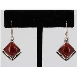 Sterling Silver .925 Vintage Carnelian Earrings