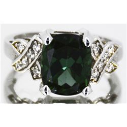 Green Tourmaline  4.46 ctw & Diamond Ring 14KW