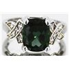 Image 1 : Green Tourmaline  4.46 ctw & Diamond Ring 14KW