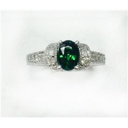 CROME TOURMALINE 0.97CT, 14K W/G RING 5.70GARM / DIAMOND 0.22CT