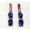 Image 1 : PINK TOURMALINE 2.19CT / TANZANITE 5.83CT, 14KW/G EARRING 3.90GRAM / DIAMOND 0.32CT