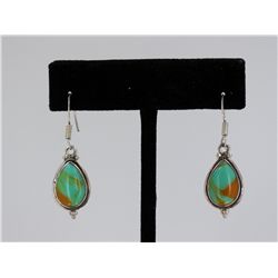 Sterling Silver .925 Vintage Lime Green Gem Earrings