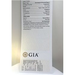 GIA  Emerald 3.11ct Octagonal