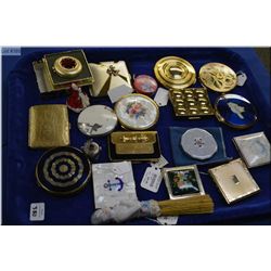Large selection of vintage compacts etc. and a miniature Royal Doulton figurine etc.