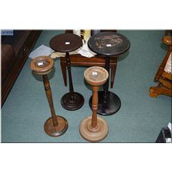 Four wine slides/ash stands and a folding pictorial table