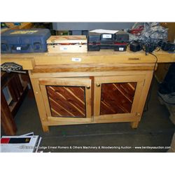 WHITE GATE WORK BENCH WITH 2 VISES