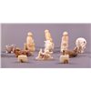 Image 2 : Collection of 9 Ivory Netsuke's, ivory earrings, and 2