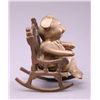 Image 2 : Antique bronze pig in a rocking chair. (Size: See last