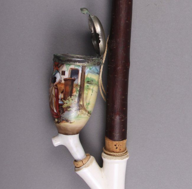 Hand Painted Antique German Porcelain Pipe.(Size See