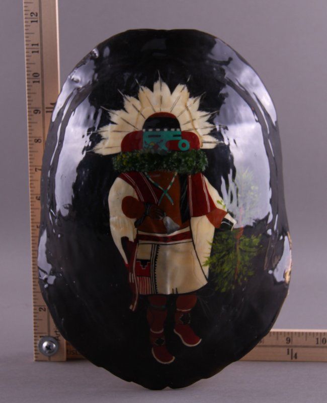 Native American hand painted turtle shell of Kachina.