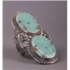 Image 1 : Rare Native American large Silver and Green Turquoise