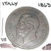 Image 1 : 1863 10 CENTESIMI *RARE-HARD TO GET* ITALY *NICE EARLY VERY FINE GRADE*!! COIN CAME OUT OF SAFE!!