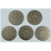 Image 1 : COLLECTOR LOT: ( 5 ) 1868 SHIELD NICKELS, GOOD!