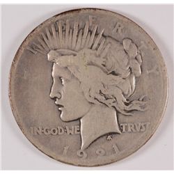 1921 PEACE SILVER DOLLAR, FINE   KEY DATE!