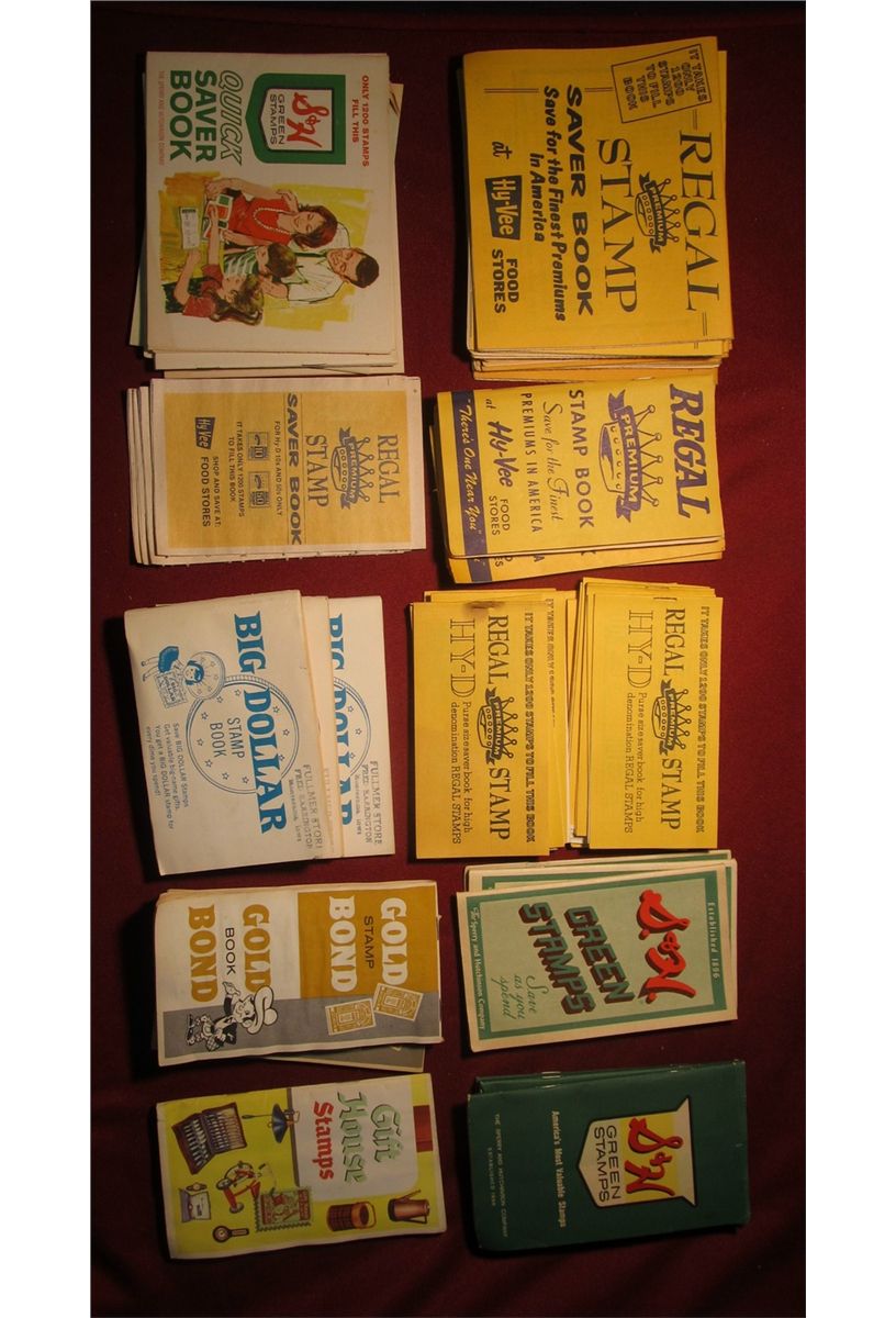 136. Shoe Box full of S & H Green Stamp Books; Regal Stamp Books; Gold