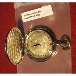 802. Colibri pocket watch with 2 90% Silver Franklin halves worked into the case and the face. Curre