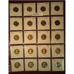 828. (20) proof coins in 2x2s, mostly pennies, includes 3 nickels and a dime, dates range from 1962 