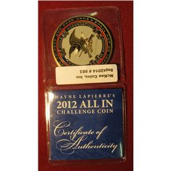 883. Wayne Lapierre’s 2012 All In colorized enameled NRA Challenge Coin with COA