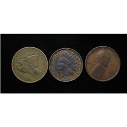 1858-1909 Indian, VDB and Flying Eagle Cents.