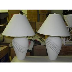 Pair of Large White Contemporary Ceramic Table Lamps