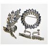 Image 1 : Set of Sterling Silver Blue Rhinestone Brooch Earring