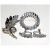 Image 2 : Set of Sterling Silver Blue Rhinestone Brooch Earring