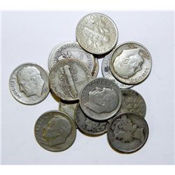 15 Different Date Roosevelt and Mercury Silver Dimes