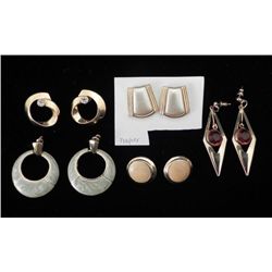 5 Pairs Gold Tone Earrings, Enamelled,1 Napier