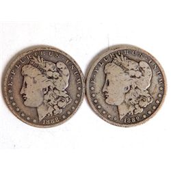1888-D & 1889-O Morgan Silver Dollar Coins