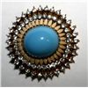 Image 2 : Vintage Jomaz Rhinestone & Turquoise Gold Brooch Pin