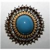Image 3 : Vintage Jomaz Rhinestone & Turquoise Gold Brooch Pin