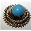 Image 5 : Vintage Jomaz Rhinestone & Turquoise Gold Brooch Pin