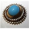 Image 6 : Vintage Jomaz Rhinestone & Turquoise Gold Brooch Pin