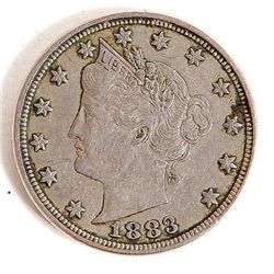 1883 Liberty V Nickel Very High Grade US .05¢ Coin