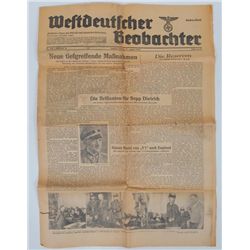 NAZI PROPAGANDA NEWSPAPER "WESTDEUTSCHER BEOBACHTE